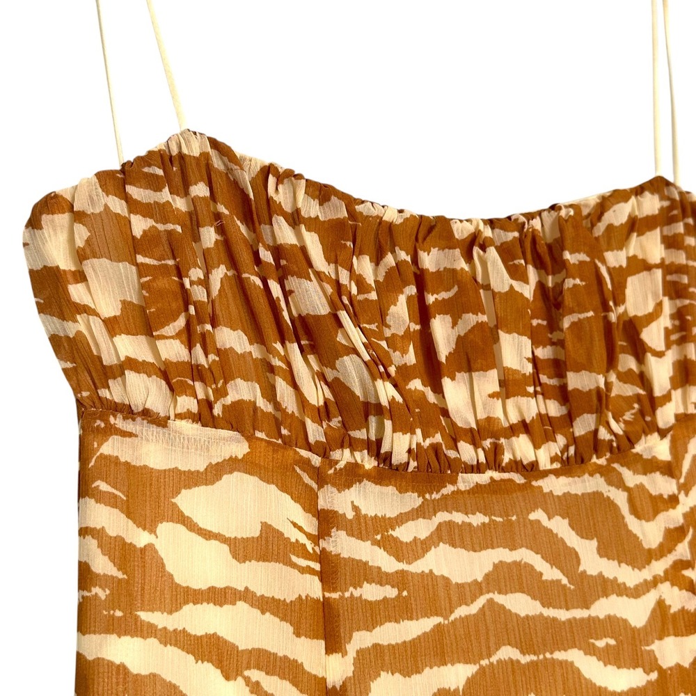 Camila Coelho Dress Bailee Zebra Print Side Slit Tan Cream M Animal Print Boho - Picture 6 of 15